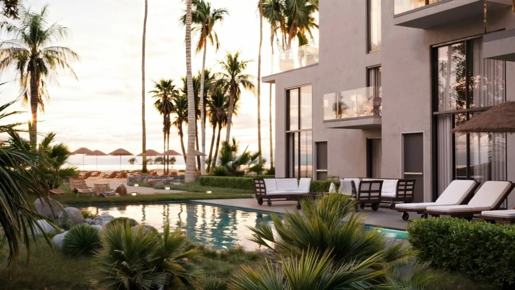 Beachfront apartments Vasiliki Lefkada with pool and sea view