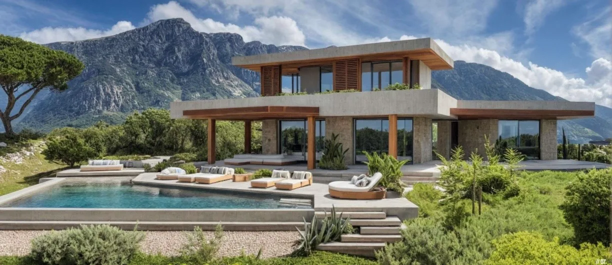Modern frontline villa with infinity pool and mountain views