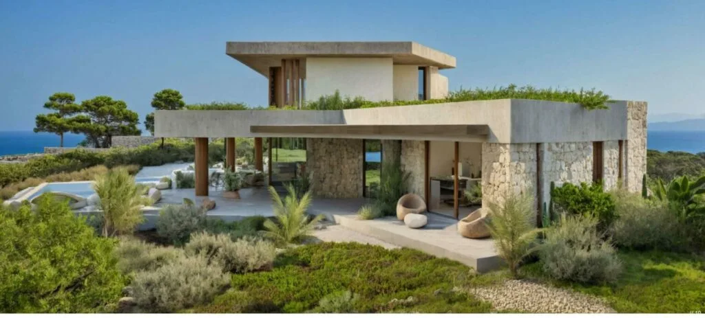 seafront villa Paleros Greece infinity pool exterior