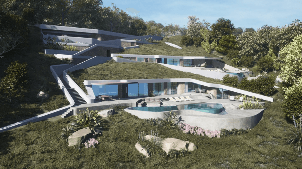 Architect-designed cave residences integrated into the hills of Apolpaina on Lefkada with infinity pools and panoramic Ionian views