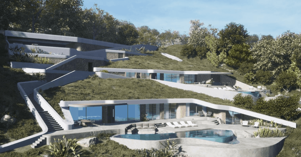 Architect-designed cave residences integrated into the hills of Apolpaina on Lefkada with infinity pools and panoramic Ionian views